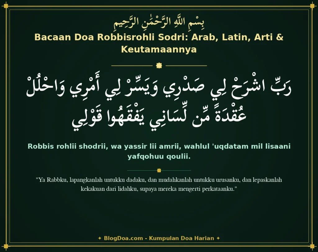 Bacaan Doa Robbisrohli Sodri: Arab, Latin, Arti & Keutamaannya