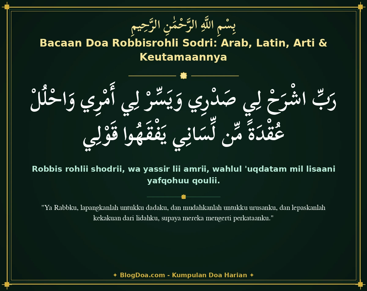Bacaan Doa Robbisrohli Sodri: Arab, Latin, Arti & Keutamaannya