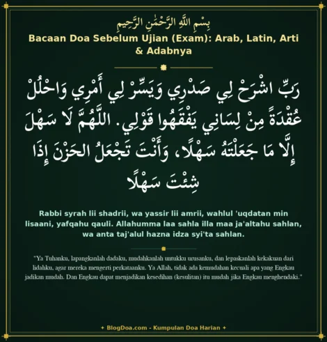 Bacaan Doa Sebelum Ujian (Exam): Arab, Latin, Arti & Adabnya