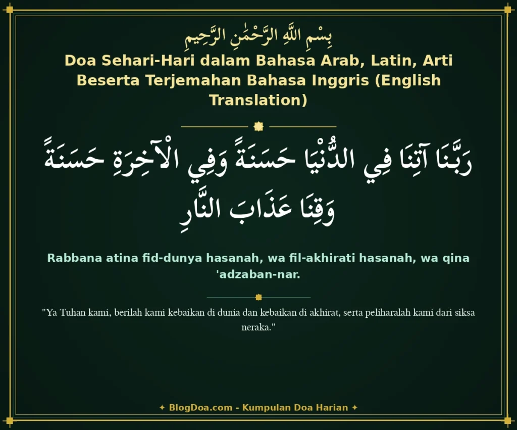Doa Sehari-Hari dalam Bahasa Arab, Latin, Arti Beserta Terjemahan Bahasa Inggris (English Translation)