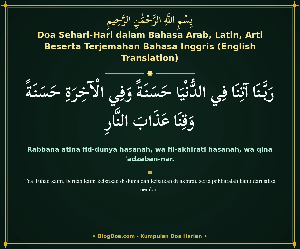 Doa Sehari-Hari dalam Bahasa Arab, Latin, Arti Beserta Terjemahan Bahasa Inggris (English Translation)