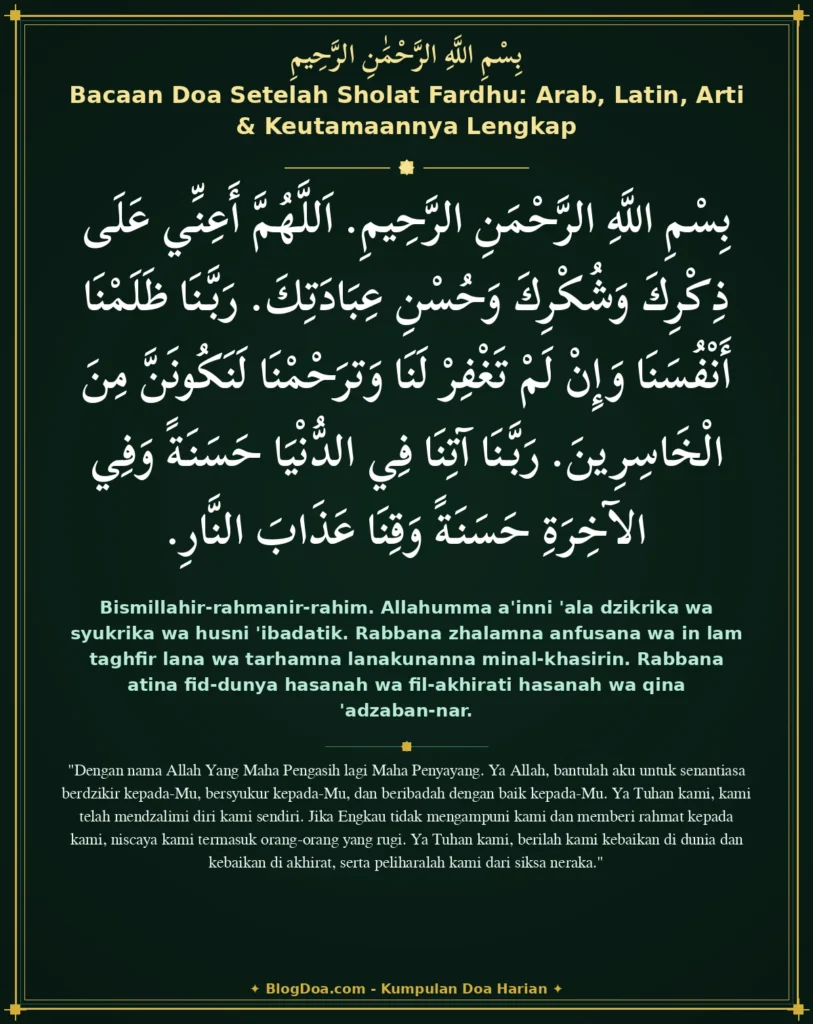 Bacaan Doa Setelah Sholat Fardhu: Arab, Latin, Arti & Keutamaannya Lengkap