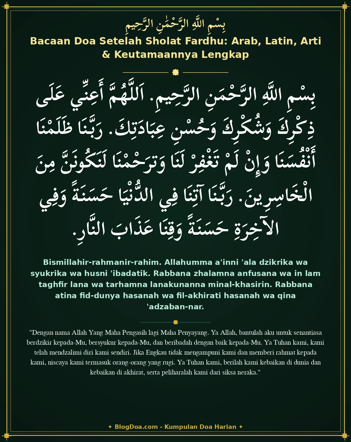 Bacaan Doa Setelah Sholat Fardhu: Arab, Latin, Arti & Keutamaannya Lengkap