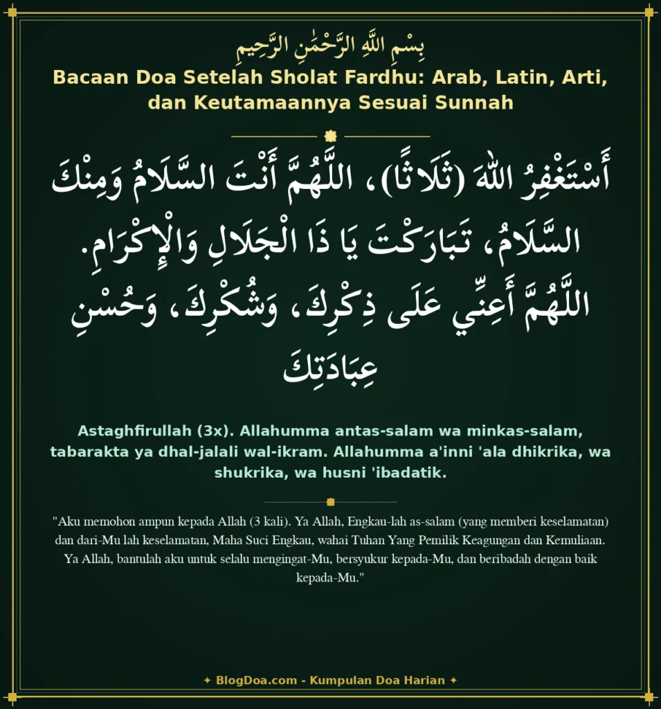 Bacaan Doa Setelah Sholat Fardhu: Arab, Latin, Arti, dan Keutamaannya Sesuai Sunnah