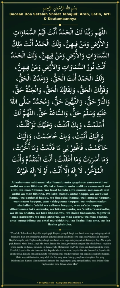 Bacaan Doa Setelah Sholat Tahajud: Arab, Latin, Arti & Keutamaannya