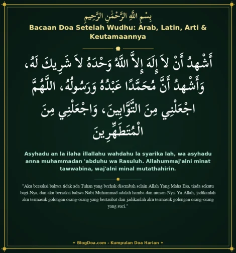 Bacaan Doa Setelah Wudhu: Arab, Latin, Arti & Keutamaannya