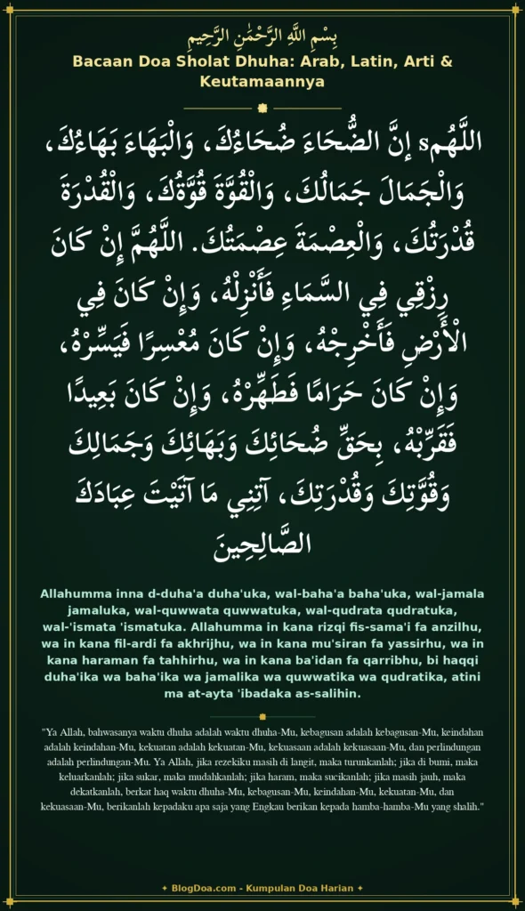 Bacaan Doa Sholat Dhuha: Arab, Latin, Arti & Keutamaannya