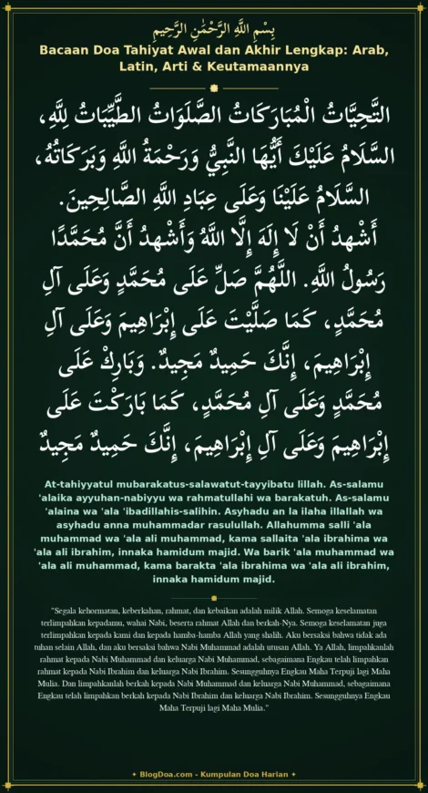 Bacaan Doa Tahiyat Awal dan Akhir Lengkap: Arab, Latin, Arti & Keutamaannya