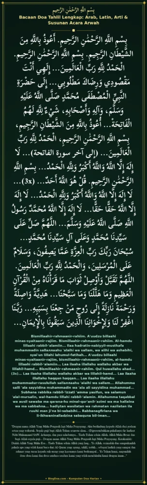Bacaan Doa Tahlil Lengkap: Arab, Latin, Arti & Susunan Acara Arwah