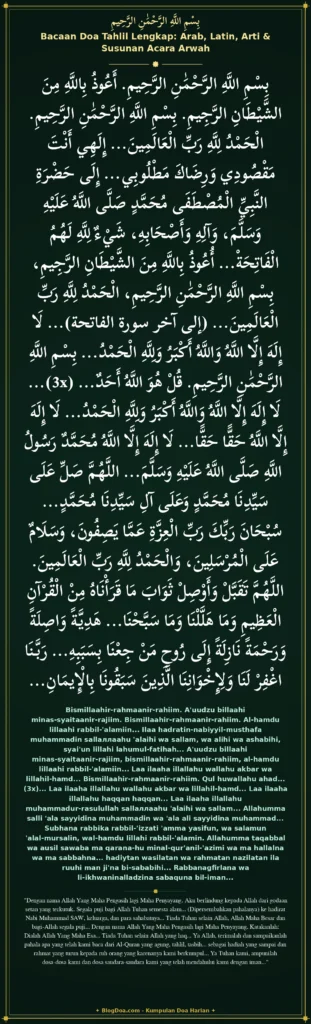Bacaan Doa Tahlil Lengkap: Arab, Latin, Arti & Susunan Acara Arwah