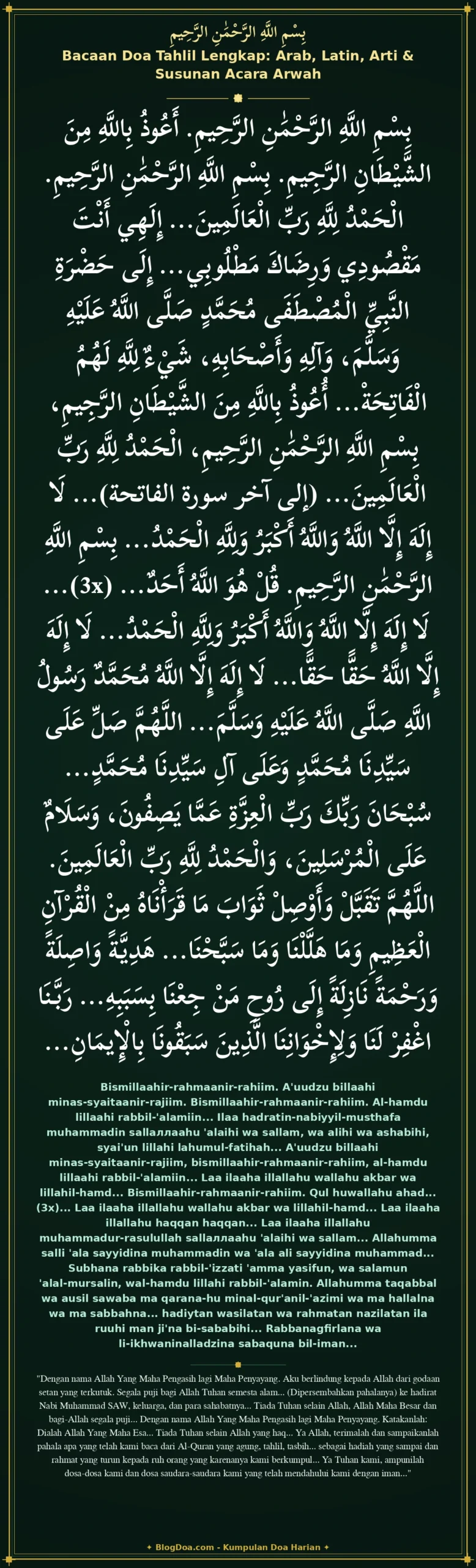 Bacaan Doa Tahlil Lengkap: Arab, Latin, Arti & Susunan Acara Arwah