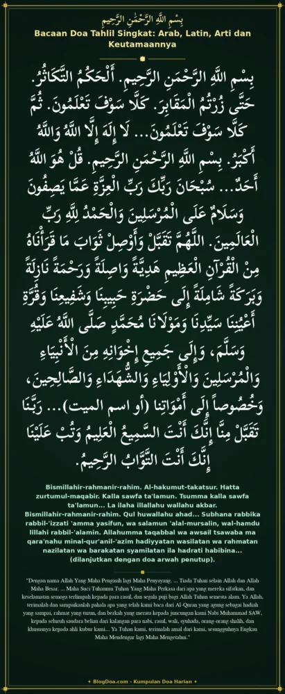 Bacaan Doa Tahlil Singkat: Arab, Latin, Arti dan Keutamaannya