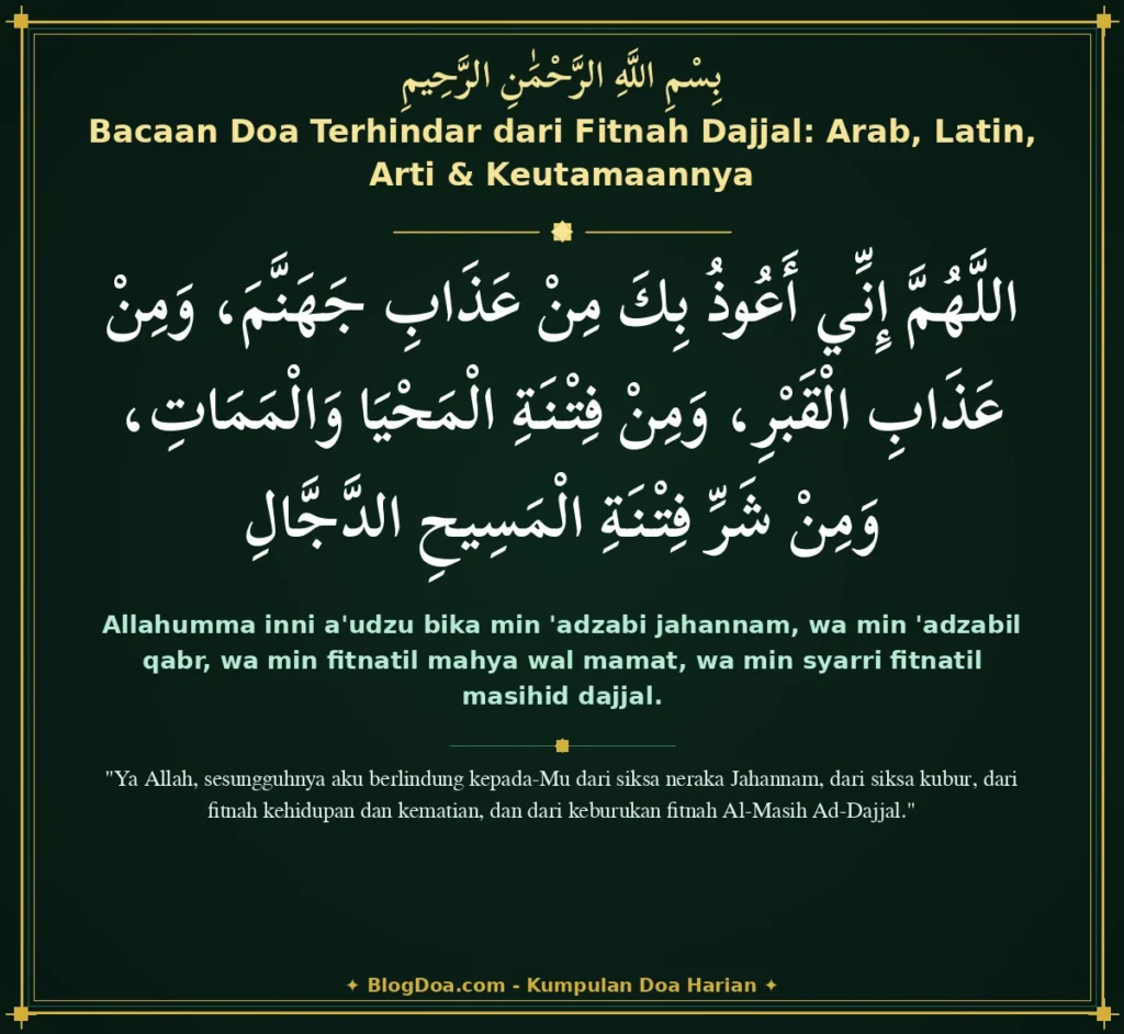 Bacaan Doa Terhindar dari Fitnah Dajjal: Arab, Latin, Arti & Keutamaannya