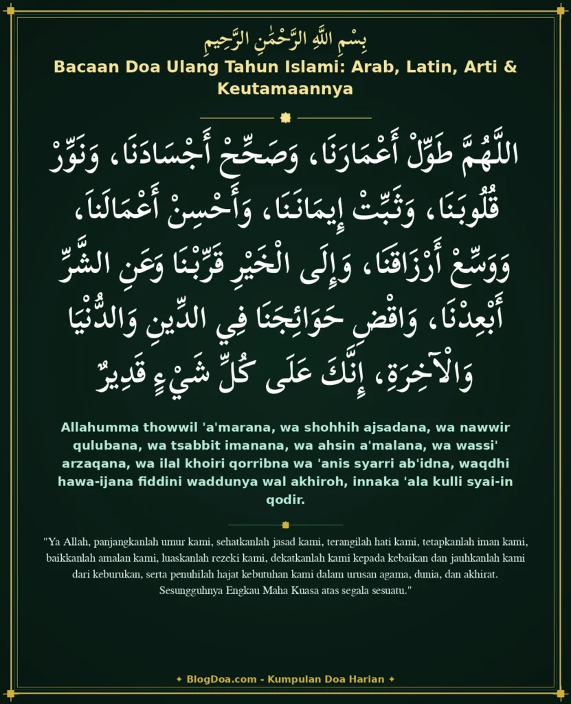Bacaan Doa Ulang Tahun Islami: Arab, Latin, Arti & Keutamaannya