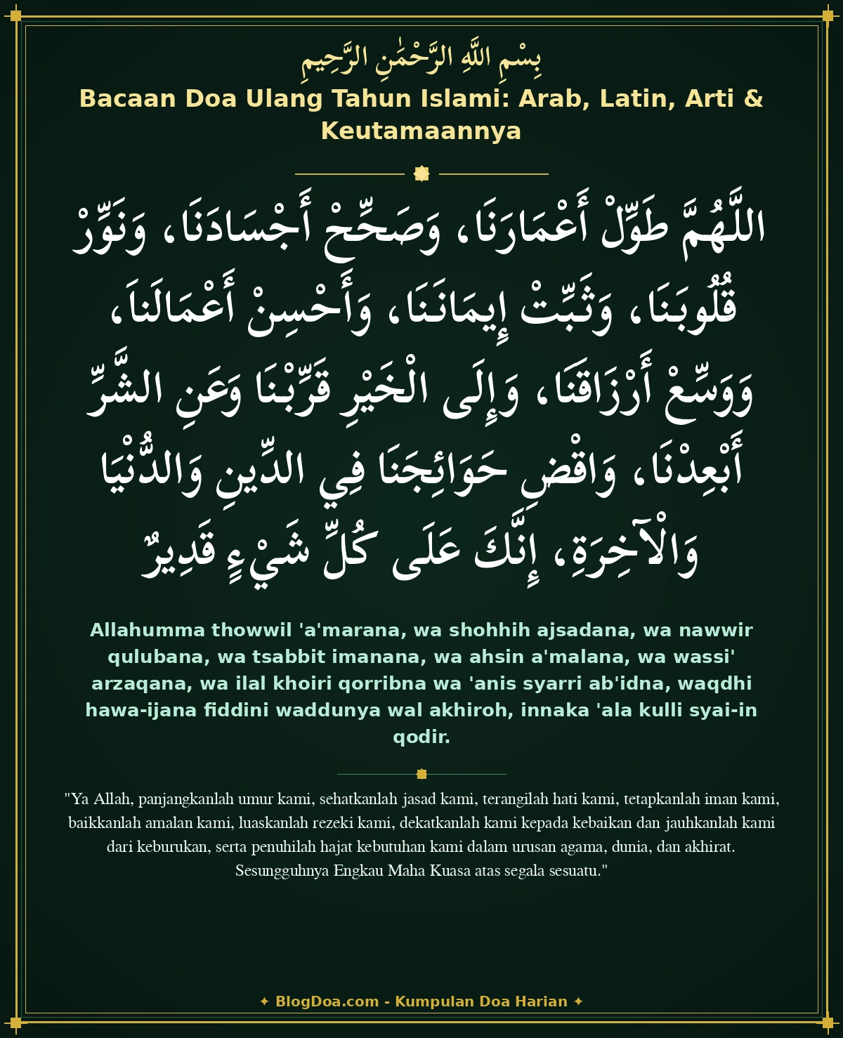 Bacaan Doa Ulang Tahun Islami: Arab, Latin, Arti & Keutamaannya