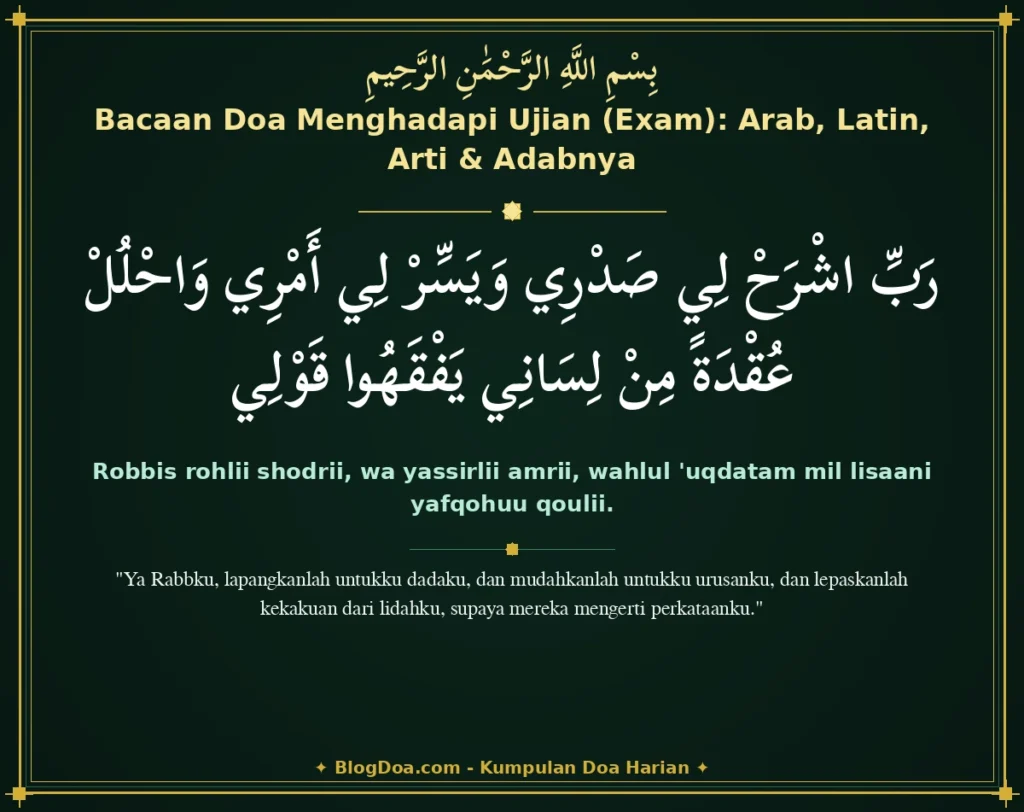 Bacaan Doa Menghadapi Ujian (Exam): Arab, Latin, Arti & Adabnya