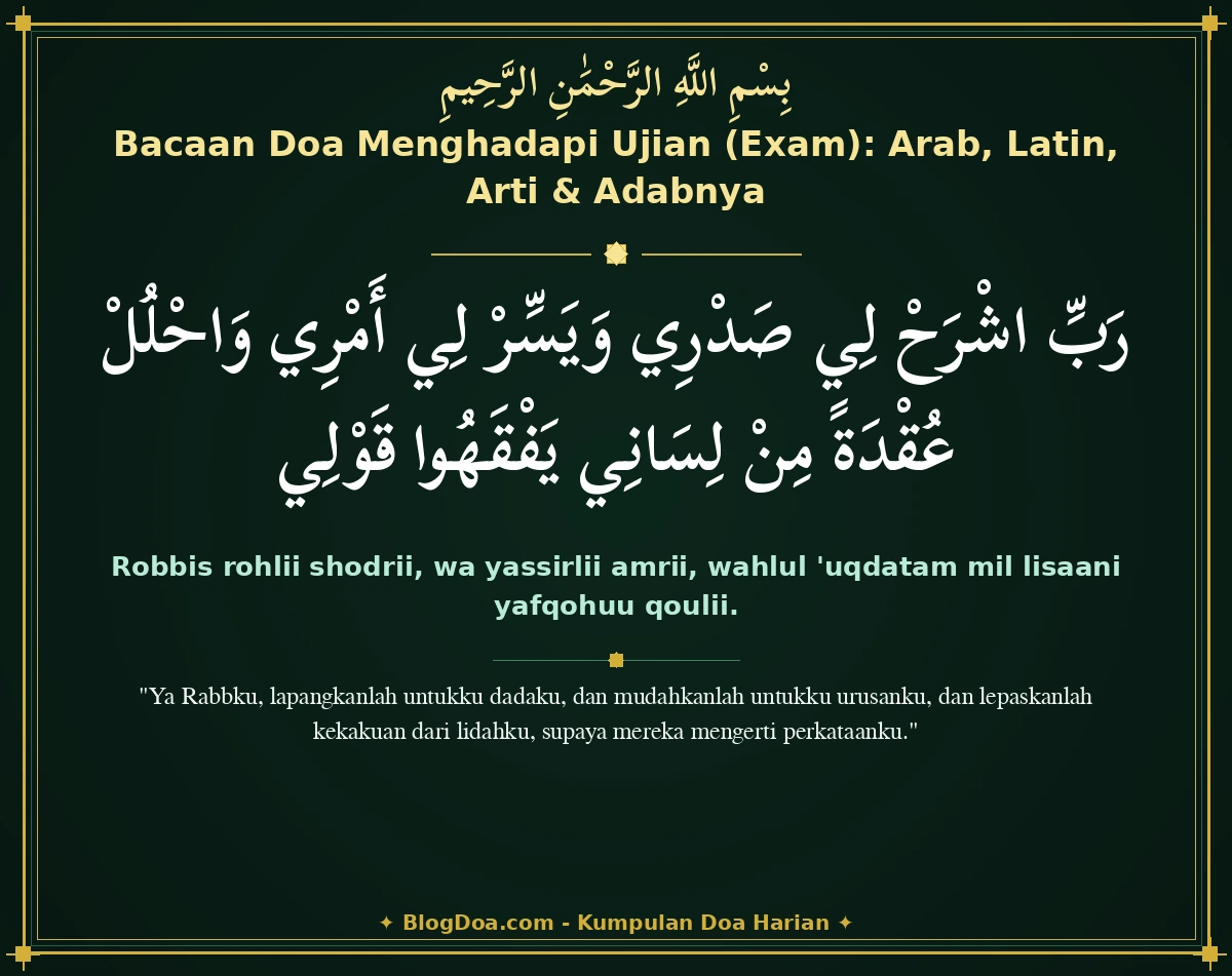 Bacaan Doa Menghadapi Ujian (Exam): Arab, Latin, Arti & Adabnya