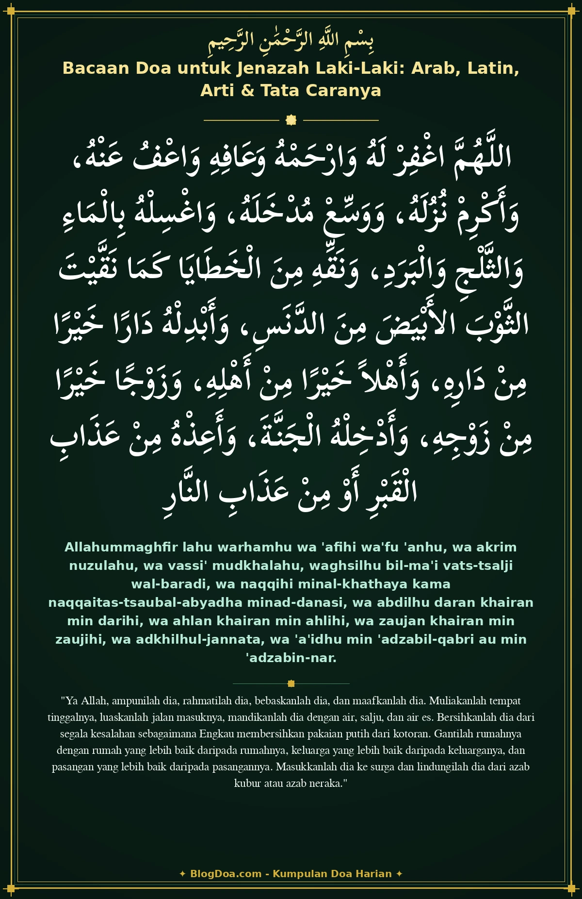 Bacaan Doa untuk Jenazah Laki-Laki: Arab, Latin, Arti & Tata Caranya
