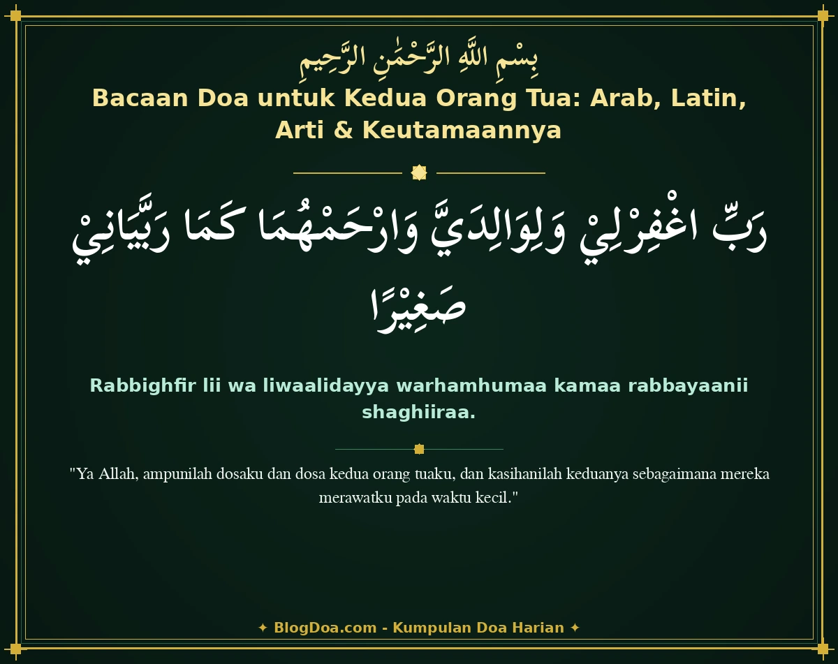 Bacaan Doa untuk Kedua Orang Tua: Arab, Latin, Arti & Keutamaannya