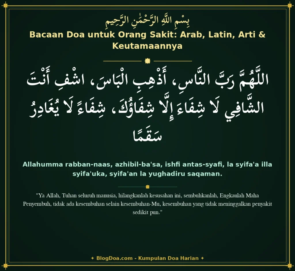 Bacaan Doa untuk Orang Sakit: Arab, Latin, Arti & Keutamaannya
