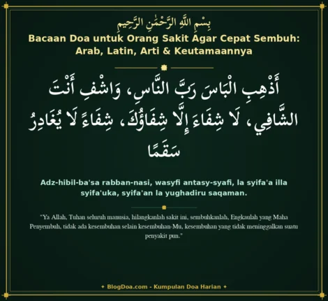 Bacaan Doa untuk Orang Sakit Agar Cepat Sembuh: Arab, Latin, Arti & Keutamaannya