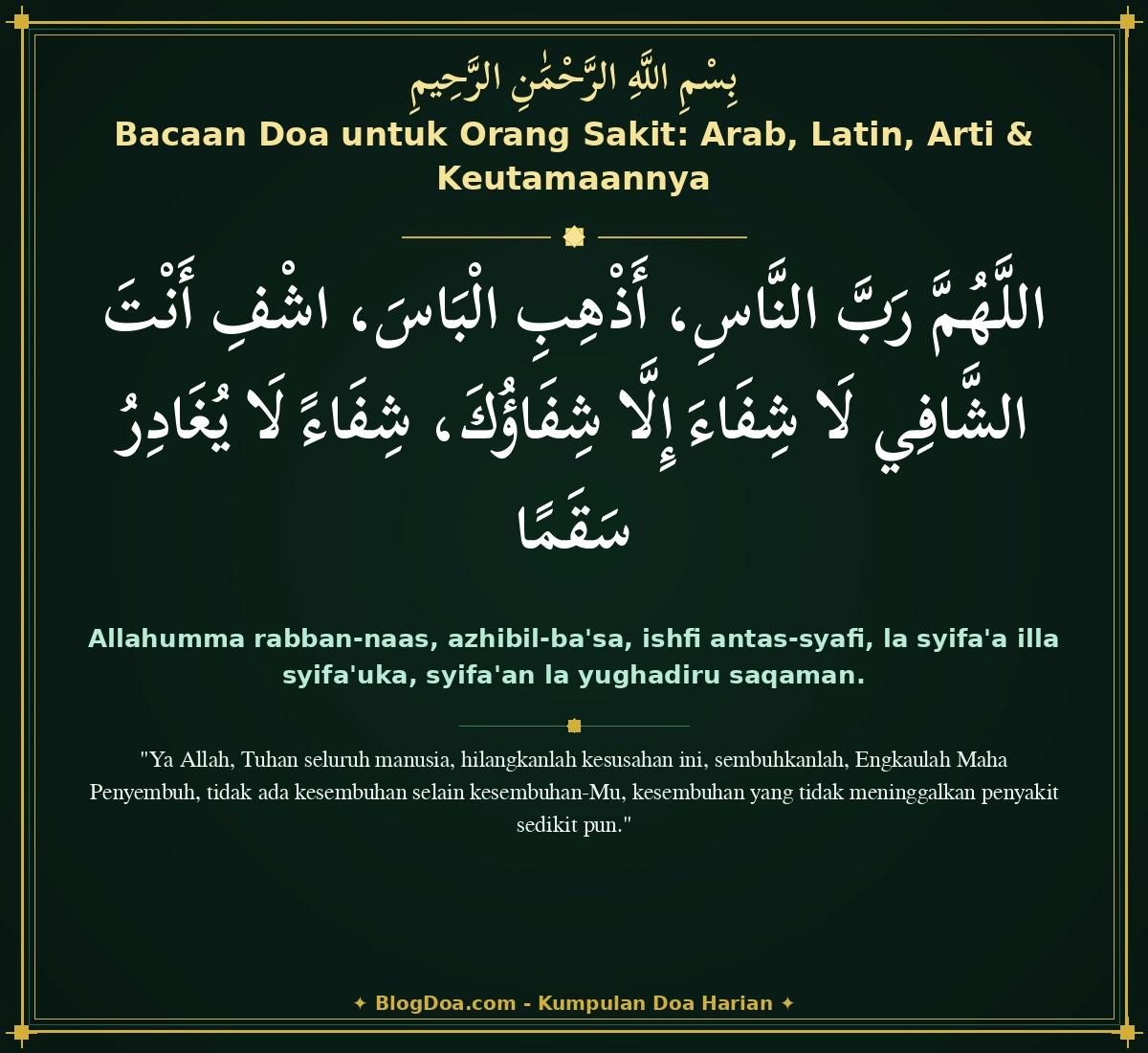 Bacaan Doa untuk Orang Sakit: Arab, Latin, Arti & Keutamaannya