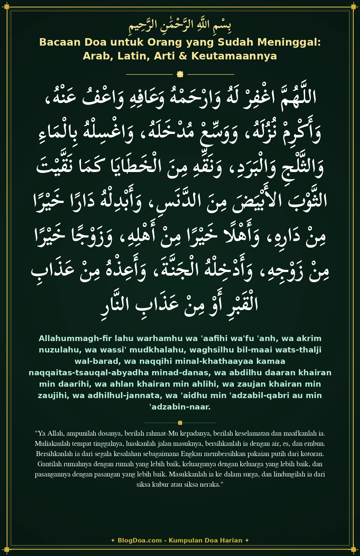 Bacaan Doa untuk Orang yang Sudah Meninggal: Arab, Latin, Arti & Keutamaannya