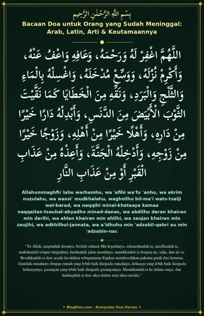 Bacaan Doa untuk Orang yang Sudah Meninggal: Arab, Latin, Arti & Keutamaannya