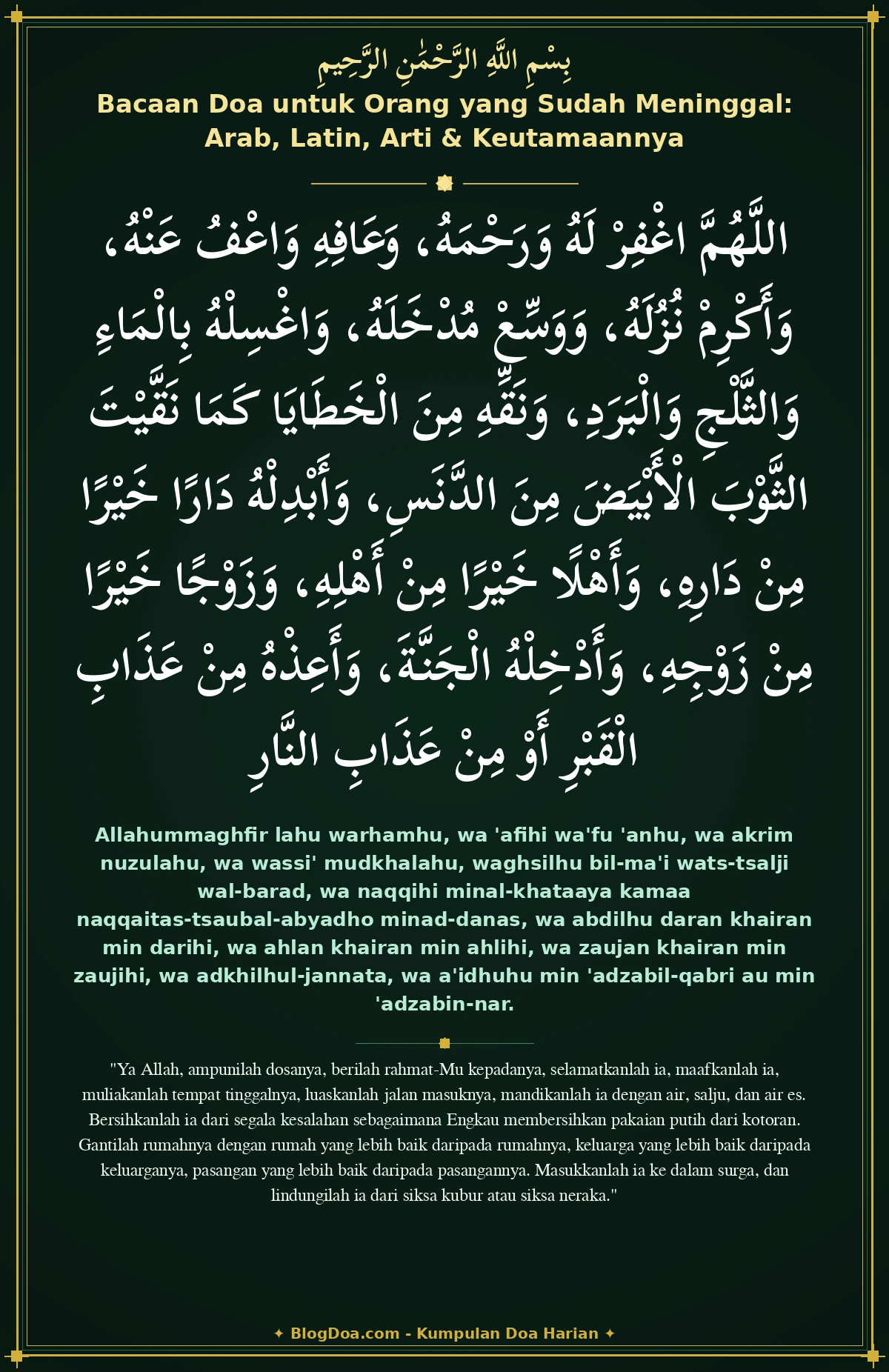 Bacaan Doa untuk Orang yang Sudah Meninggal: Arab, Latin, Arti & Keutamaannya