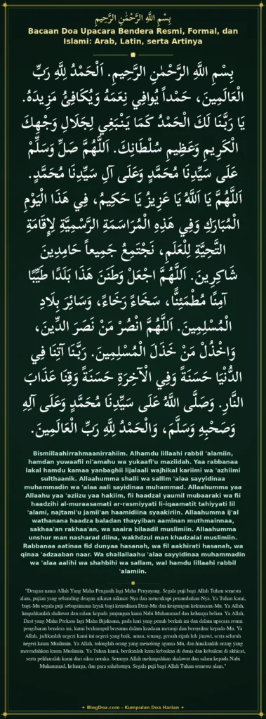 Bacaan Doa Upacara Bendera Resmi, Formal, dan Islami: Arab, Latin, serta Artinya
