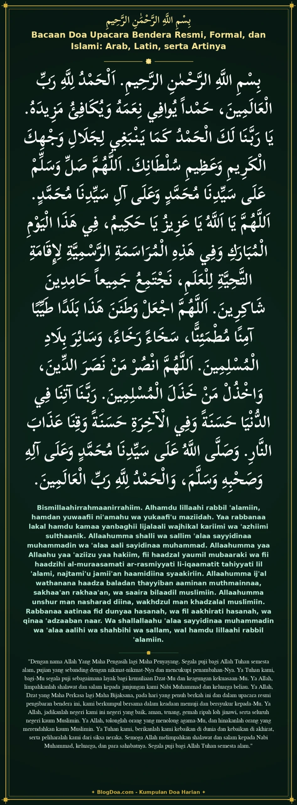 Bacaan Doa Upacara Bendera Resmi, Formal, dan Islami: Arab, Latin, serta Artinya