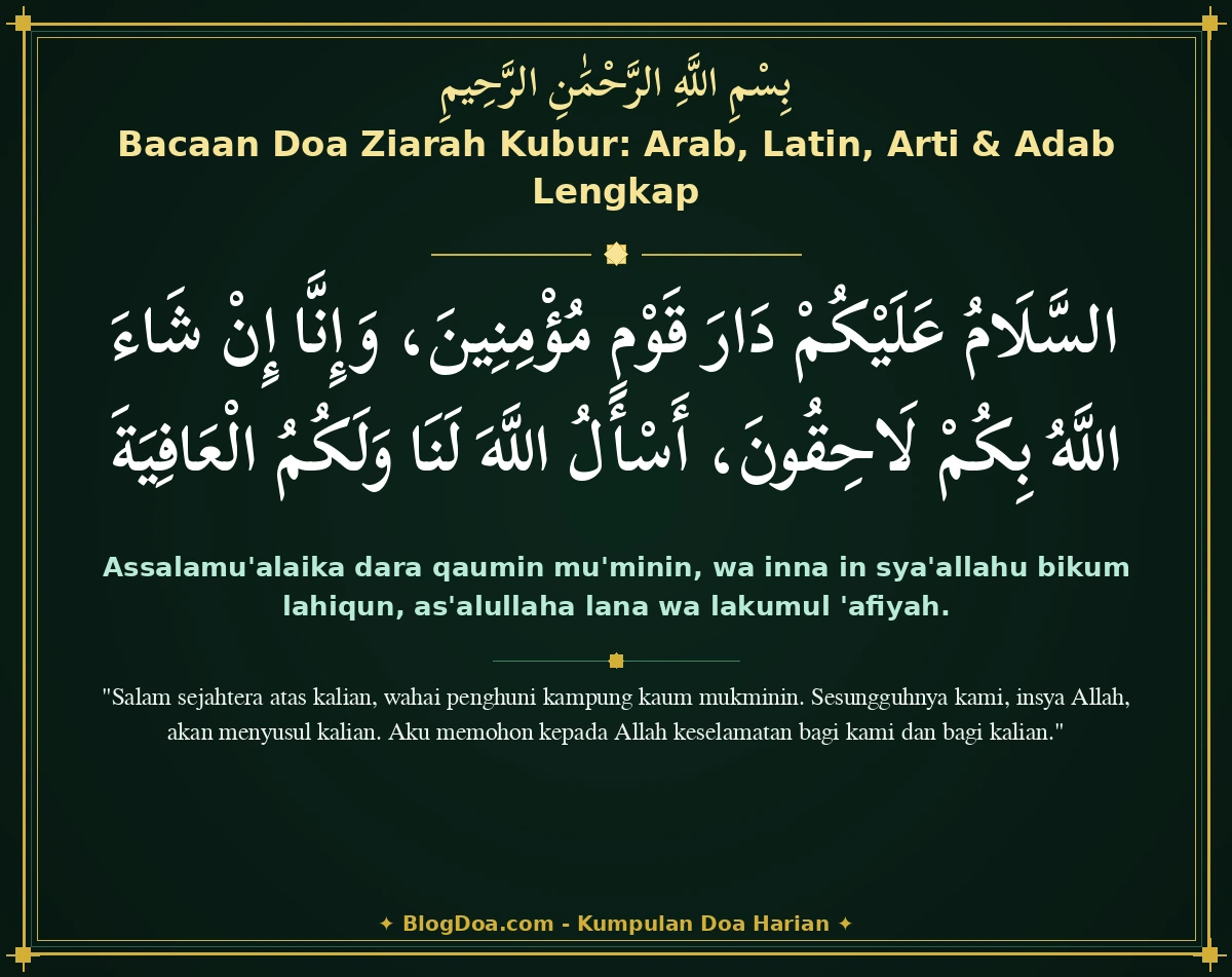 Bacaan Doa Ziarah Kubur: Arab, Latin, Arti & Adab Lengkap