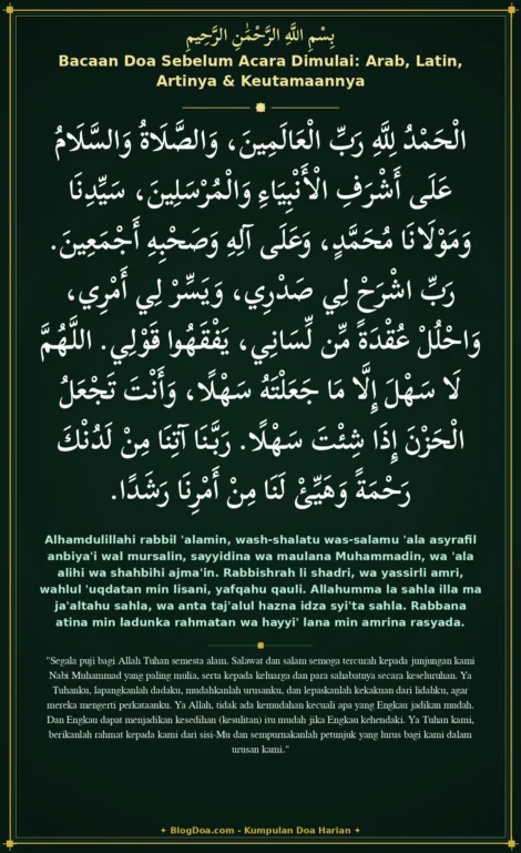 Bacaan Doa Sebelum Acara Dimulai: Arab, Latin, Artinya & Keutamaannya
