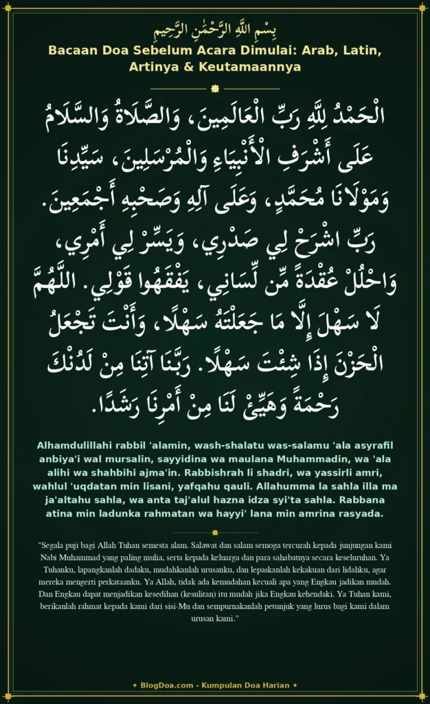 Bacaan Doa Sebelum Acara Dimulai: Arab, Latin, Artinya & Keutamaannya