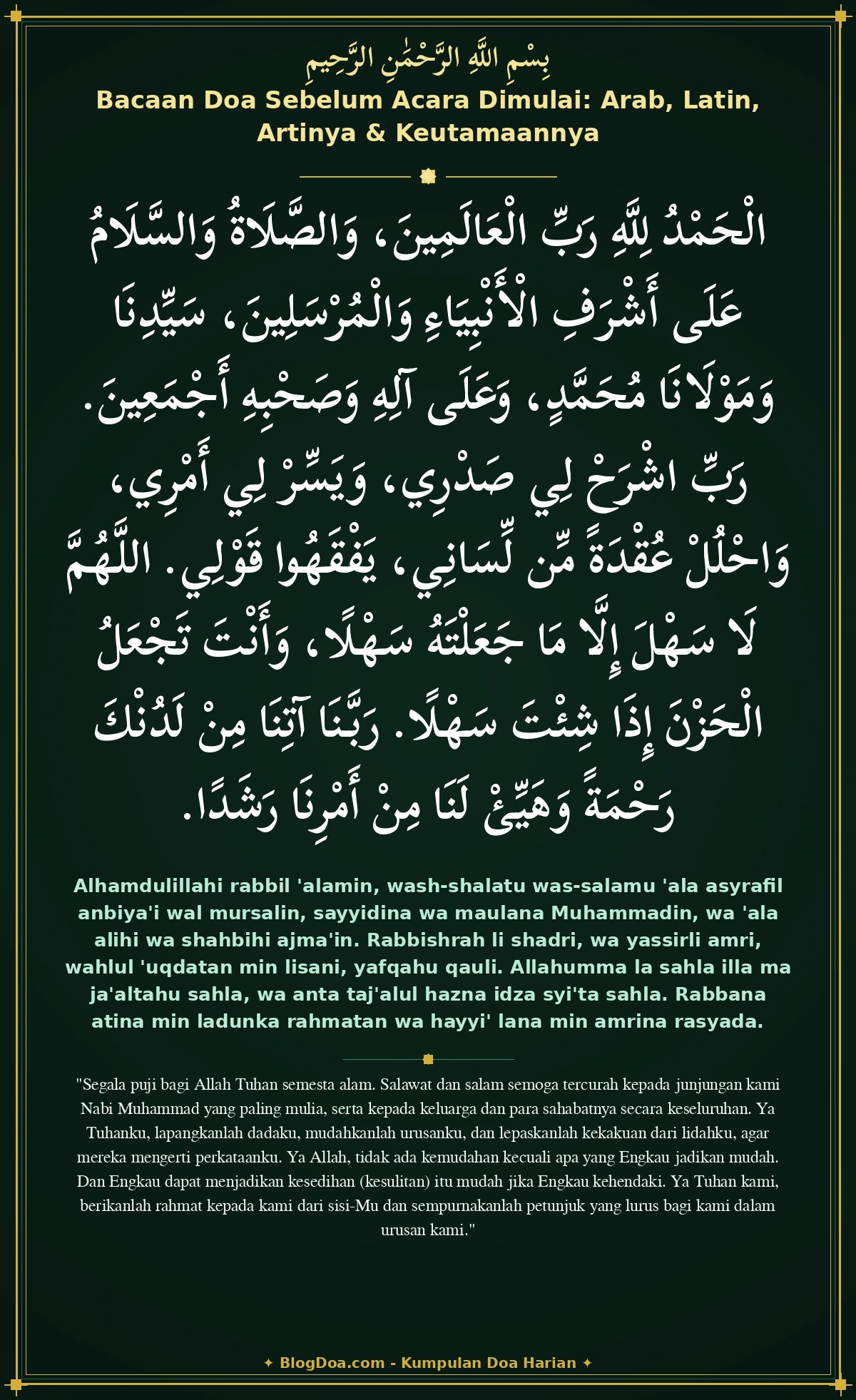 Bacaan Doa Sebelum Acara Dimulai: Arab, Latin, Artinya & Keutamaannya