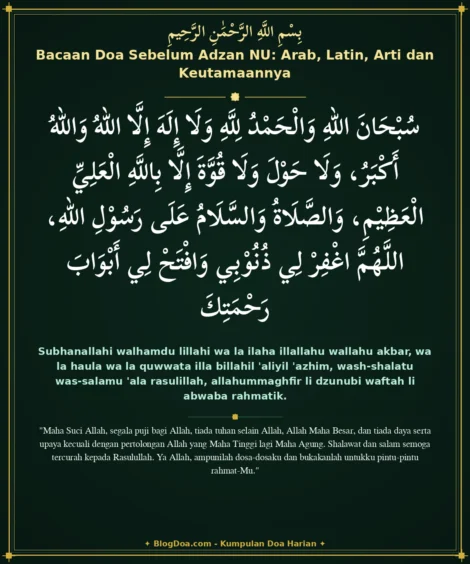 Bacaan Doa Sebelum Adzan NU: Arab, Latin, Arti dan Keutamaannya