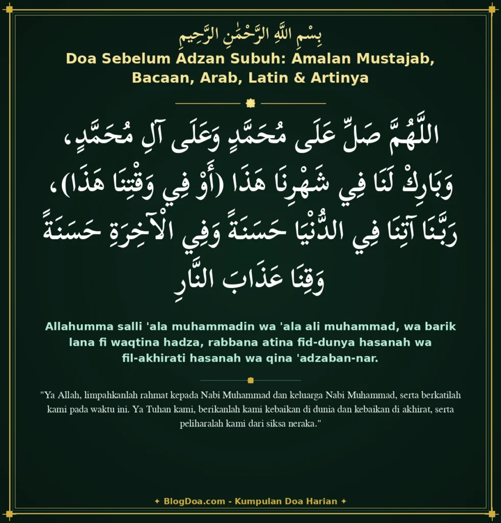 Doa Sebelum Adzan Subuh: Amalan Mustajab, Bacaan, Arab, Latin & Artinya