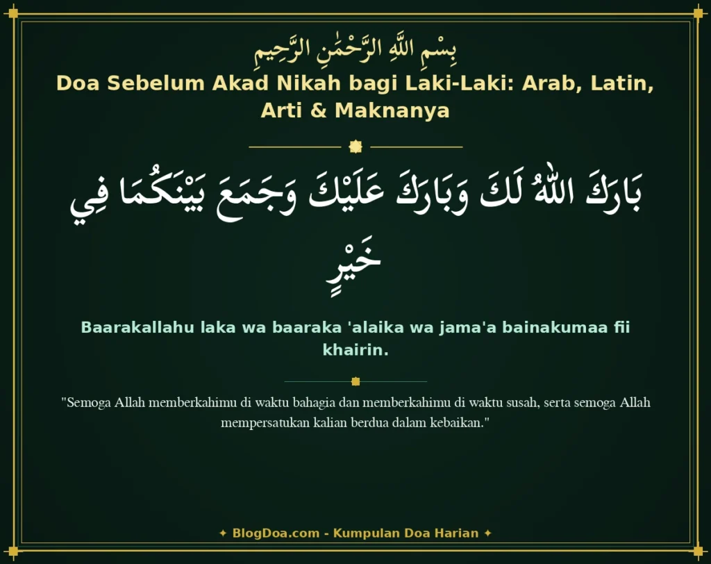 Doa Sebelum Akad Nikah bagi Laki-Laki: Arab, Latin, Arti & Maknanya