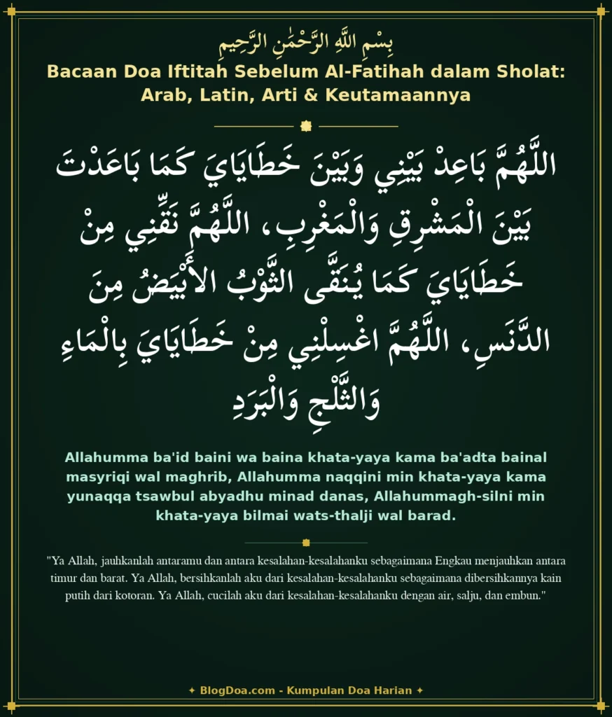 Bacaan Doa Iftitah Sebelum Al-Fatihah dalam Sholat: Arab, Latin, Arti & Keutamaannya