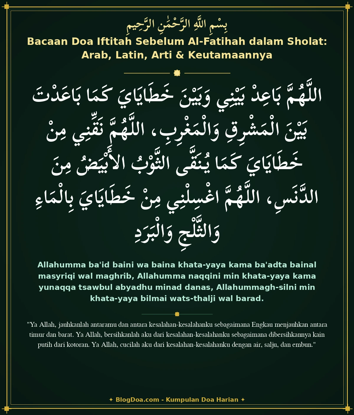 Bacaan Doa Iftitah Sebelum Al-Fatihah dalam Sholat: Arab, Latin, Arti & Keutamaannya
