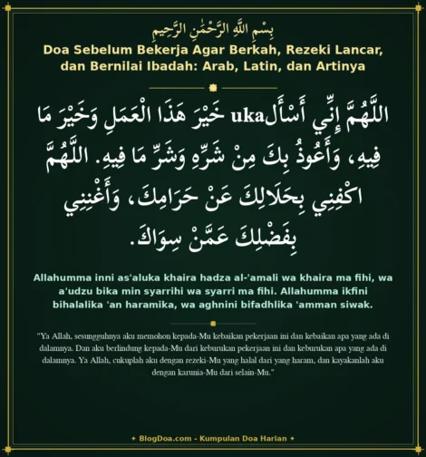Doa Sebelum Bekerja Agar Berkah, Rezeki Lancar, dan Bernilai Ibadah: Arab, Latin, dan Artinya