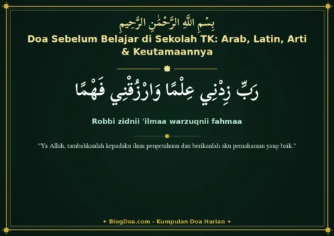 Doa Sebelum Belajar di Sekolah TK: Arab, Latin, Arti & Keutamaannya