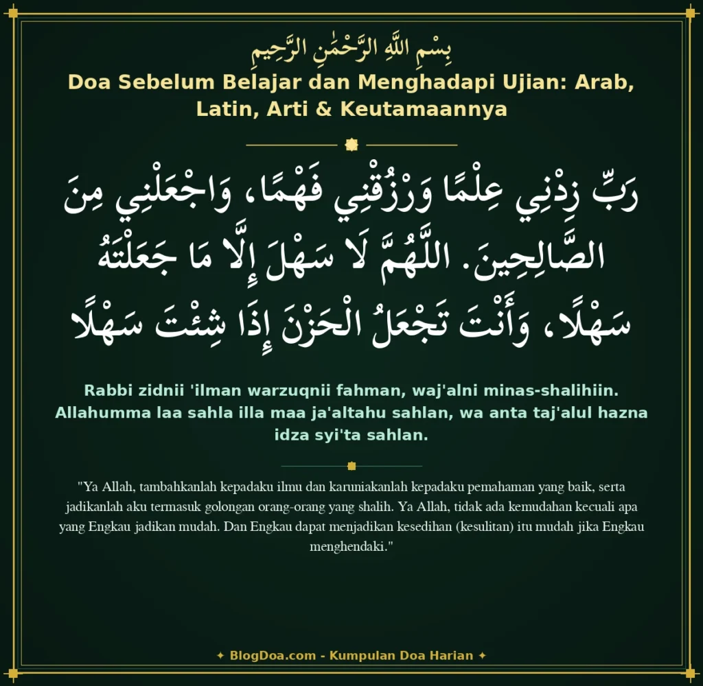 Doa Sebelum Belajar dan Menghadapi Ujian: Arab, Latin, Arti & Keutamaannya