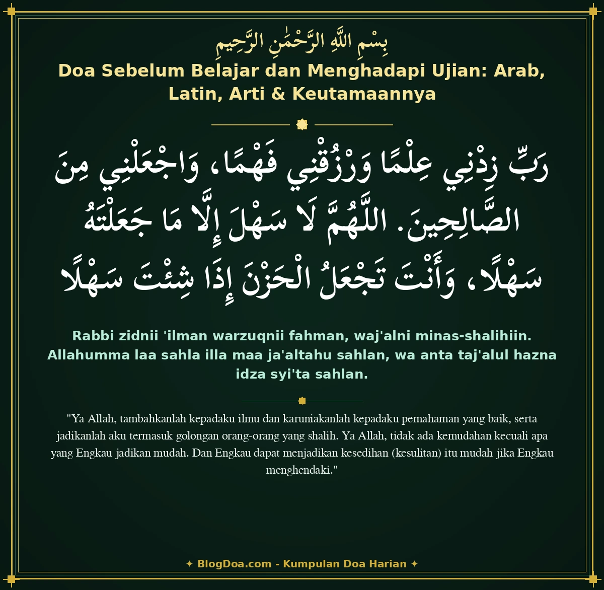 Doa Sebelum Belajar dan Menghadapi Ujian: Arab, Latin, Arti & Keutamaannya