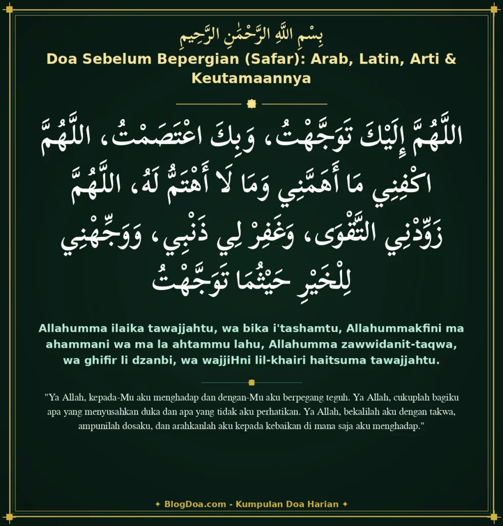 Doa Sebelum Bepergian (Safar): Arab, Latin, Arti & Keutamaannya