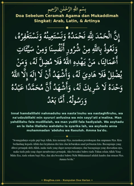 Doa Sebelum Ceramah Agama dan Mukaddimah Singkat: Arab, Latin, & Artinya