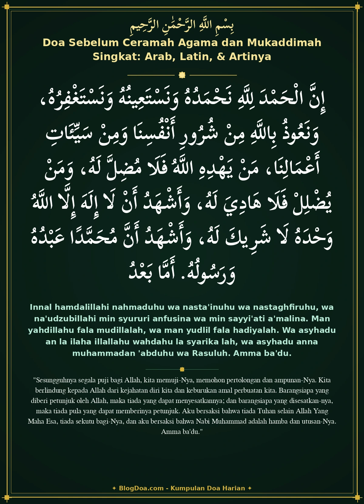 Doa Sebelum Ceramah Agama dan Mukaddimah Singkat: Arab, Latin, & Artinya