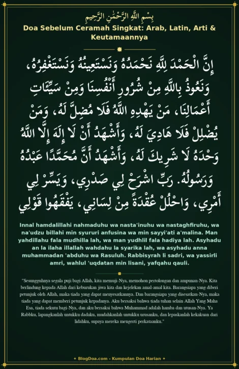 Doa Sebelum Ceramah Singkat: Arab, Latin, Arti & Keutamaannya