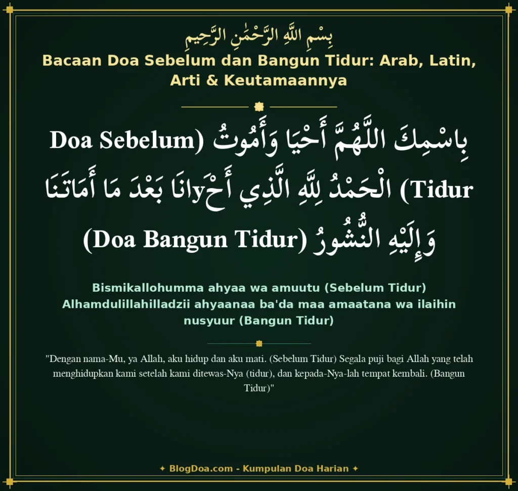 Bacaan Doa Sebelum dan Bangun Tidur: Arab, Latin, Arti & Keutamaannya