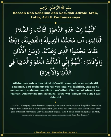 Bacaan Doa Sebelum dan Sesudah Adzan: Arab, Latin, Arti & Keutamaannya